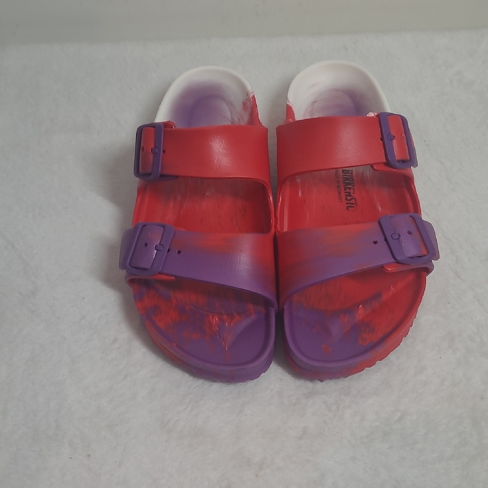 Birkenstock Red and Purple Sandals with Contoured Footbed